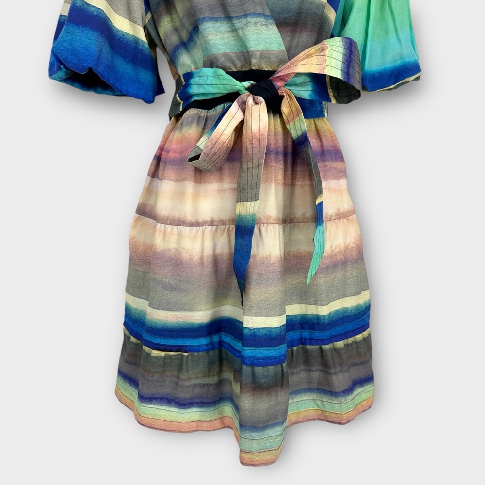 MARIE OLIVER Dress NWT SIZE 8 Callie Silk Blend Belted Mini in‎ Santa Fe Stripe - Picture 7 of 13
